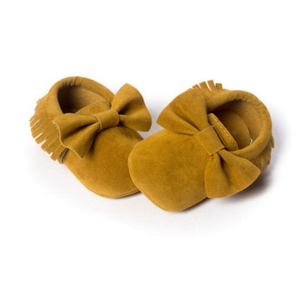 Baby Girls Shoes First Walkers Newborn Baby Moccasins Soft Sole Non-slip Footwear Shoes(Yellow)-garmade.com