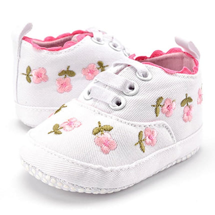 Baby Girl Shoes Lace Floral Embroidered Soft Shoes Walking Toddler Kids Shoes(Pink)-garmade.com