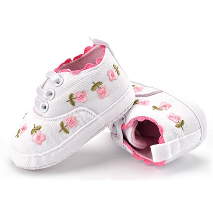 Baby Girl Shoes Lace Floral Embroidered Soft Shoes Walking Toddler Kids Shoes(Pink)-garmade.com