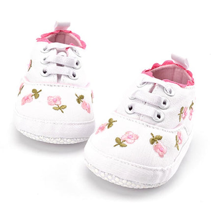 Baby Girl Shoes Lace Floral Embroidered Soft Shoes Walking Toddler Kids Shoes(Pink)-garmade.com