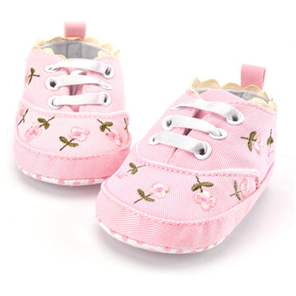 Baby Girl Shoes Lace Floral Embroidered Soft Shoes Walking Toddler Kids Shoes(Pink)-garmade.com