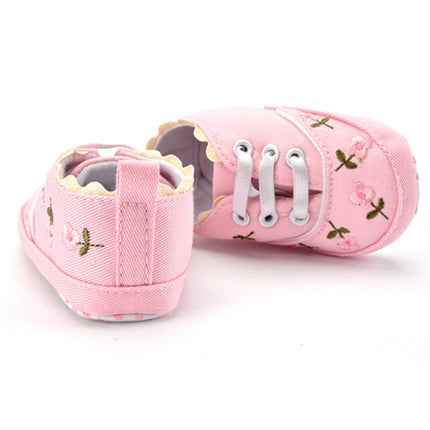 Baby Girl Shoes Lace Floral Embroidered Soft Shoes Walking Toddler Kids Shoes(Pink)-garmade.com