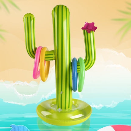 3 PCS Inflatable Cactus Casting Ring Toys Children Water Ring Toys(Green)-garmade.com