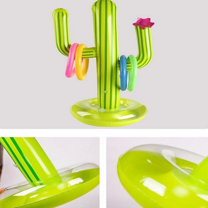 3 PCS Inflatable Cactus Casting Ring Toys Children Water Ring Toys(Green)-garmade.com