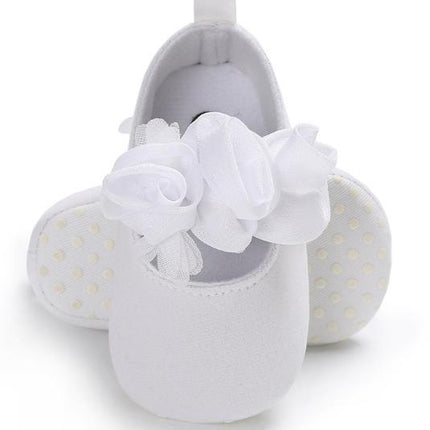 Lovely Flower Baby Girl Newborn Crib Shoes Soft Prewalker Anti-slip Baby Shoes(White)-garmade.com