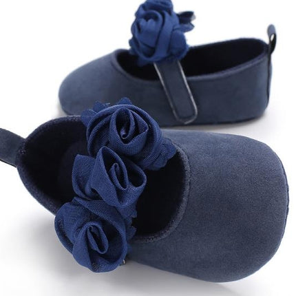 Lovely Flower Baby Girl Newborn Crib Shoes Soft Prewalker Anti-slip Baby Shoes(Blue)-garmade.com