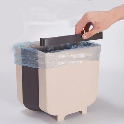 Foldable Hanging Kitchen Trash Can, Size:24x6x21cm(Coffee)-garmade.com