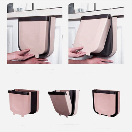 Foldable Hanging Kitchen Trash Can, Size:24x6x21cm(Coffee)-garmade.com