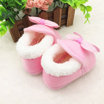Spring Autumn and Winter Baby Cotton Shoes Boots Thick Warm Soft Bottom Bow Toddler Shoes, Size:13(Blue)-garmade.com
