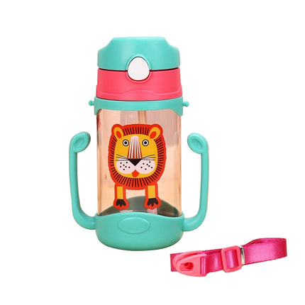 400 ml Baby Bottle Silicone Children's Drink Cup Bouncing Opening with Handle with Cartoon Pattern Baby Drinking Cup(Green)-garmade.com