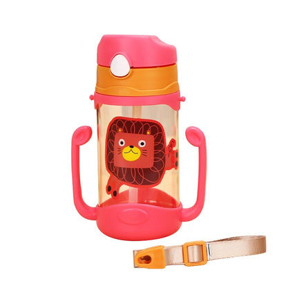 400 ml Baby Bottle Silicone Children's Drink Cup Bouncing Opening with Handle with Cartoon Pattern Baby Drinking Cup(Red)-garmade.com