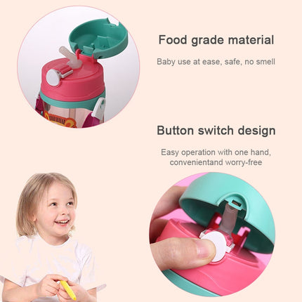 400 ml Baby Bottle Silicone Children's Drink Cup Bouncing Opening with Handle with Cartoon Pattern Baby Drinking Cup(Red)-garmade.com