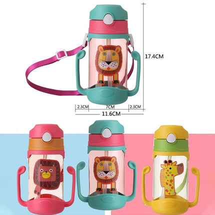 400 ml Baby Bottle Silicone Children's Drink Cup Bouncing Opening with Handle with Cartoon Pattern Baby Drinking Cup(Yellow)-garmade.com