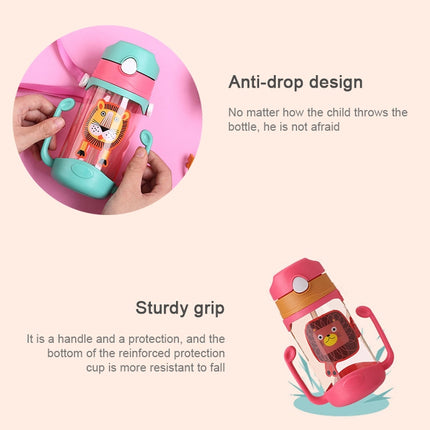 400 ml Baby Bottle Silicone Children's Drink Cup Bouncing Opening with Handle with Cartoon Pattern Baby Drinking Cup(Yellow)-garmade.com