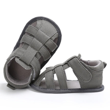 Baby Soft Bottom Canvas Toddler Shoes Breathable Sandals, Size:11cm(Grey)-garmade.com