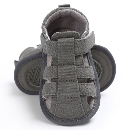 Baby Soft Bottom Canvas Toddler Shoes Breathable Sandals, Size:11cm(Grey)-garmade.com