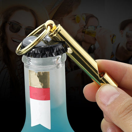 2 PCS Metal Whistle Bottle Opener Keychain Creative Multifunctional Key Ring Pendant, Color:Gold-garmade.com