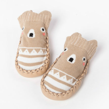 Baby Cartoon Cotton Non-slip Floor Toddler Socks, Size:14cm(Khaki)-garmade.com