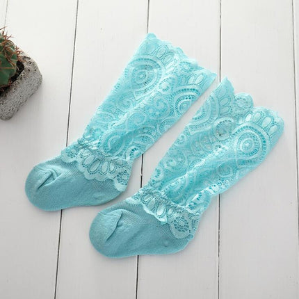 Delicate Cute Baby Lace Pile Socks Baby Socks, Size:S(Blue)-garmade.com