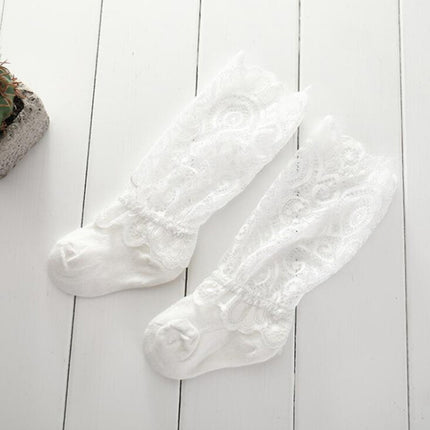 Delicate Cute Baby Lace Pile Socks Baby Socks, Size:M(White)-garmade.com