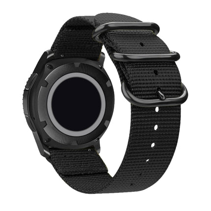 Washable Nylon Canvas Watchband, Band Width:18mm(Black with Black Ring Buckle)-garmade.com