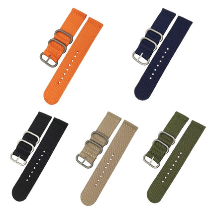 Washable Nylon Canvas Watchband, Band Width:18mm(Dark Blue with Silver Ring Buckle)-garmade.com
