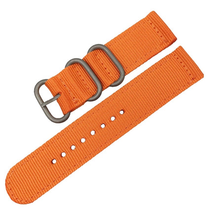Washable Nylon Canvas Watchband, Band Width:18mm(Orange with Silver Ring Buckle)-garmade.com