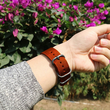 Washable Nylon Canvas Watchband, Band Width:18mm(Orange with Silver Ring Buckle)-garmade.com