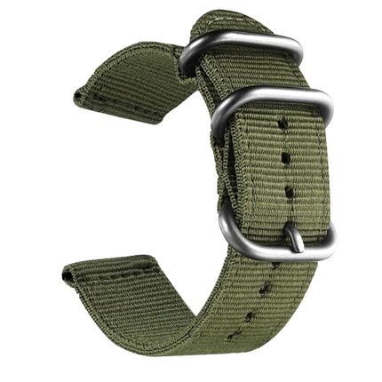 Washable Nylon Canvas Watchband, Band Width:18mm(Army Green with Silver Ring Buckle)-garmade.com