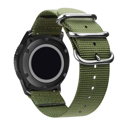 Washable Nylon Canvas Watchband, Band Width:18mm(Army Green with Silver Ring Buckle)-garmade.com