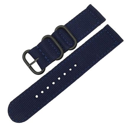 Washable Nylon Canvas Watchband, Band Width:18mm(Dark Blue with Black Ring Buckle)-garmade.com