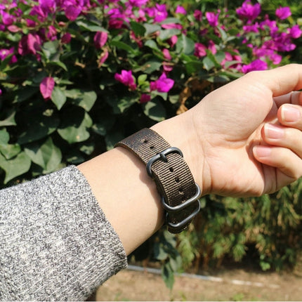 Washable Nylon Canvas Watchband, Band Width:18mm(Khaki with Silver Ring Buckle)-garmade.com