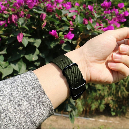 Washable Nylon Canvas Watchband, Band Width:20mm(Army Green with Black Ring Buckle )-garmade.com