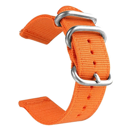 Washable Nylon Canvas Watchband, Band Width:20mm(Orange with Silver Ring Buckle)-garmade.com
