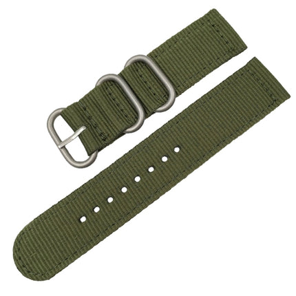 Washable Nylon Canvas Watchband, Band Width:20mm(Army Green with Silver Ring Buckle)-garmade.com