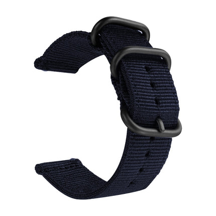 Washable Nylon Canvas Watchband, Band Width:20mm(Dark Blue with Black Ring Buckle)-garmade.com