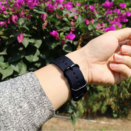 Washable Nylon Canvas Watchband, Band Width:20mm(Dark Blue with Black Ring Buckle)-garmade.com