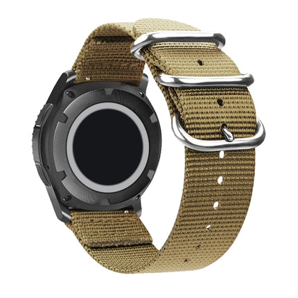 Washable Nylon Canvas Watchband, Band Width:20mm(Khaki with Silver Ring Buckle)-garmade.com