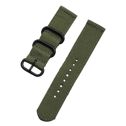 Washable Nylon Canvas Watchband, Band Width:22mm(Army Green with Black Ring Buckle )-garmade.com