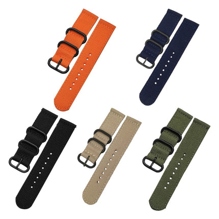 Washable Nylon Canvas Watchband, Band Width:22mm(Dark Blue with Black Ring Buckle)-garmade.com
