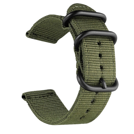Washable Nylon Canvas Watchband, Band Width:24mm(Army Green with Black Ring Buckle )-garmade.com