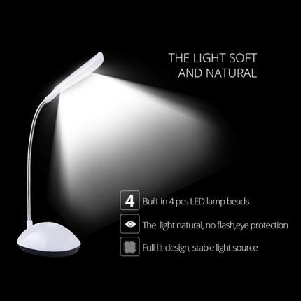 2 PCS Flexible Adjustable Portable Bedroom Reading Desk Lamp LED Night Light for Children(White)-garmade.com