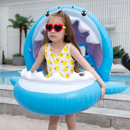 PVC Inflatable Childrens Swimming Ring Play Water Toys Inflatable Shark Shade Seat, Size:95 x 78 x 70cm-garmade.com