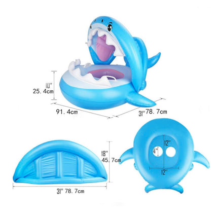 PVC Inflatable Childrens Swimming Ring Play Water Toys Inflatable Shark Shade Seat, Size:95 x 78 x 70cm-garmade.com