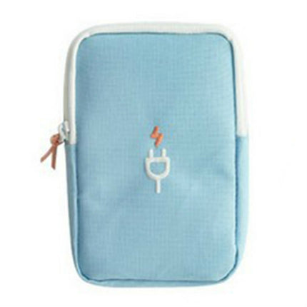 Travel Portable Charger Headset Cable Storage Bag(Lake Blue)-garmade.com