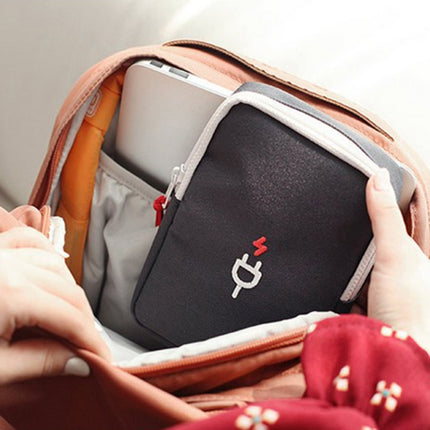 Travel Portable Charger Headset Cable Storage Bag(Dark Gray)-garmade.com