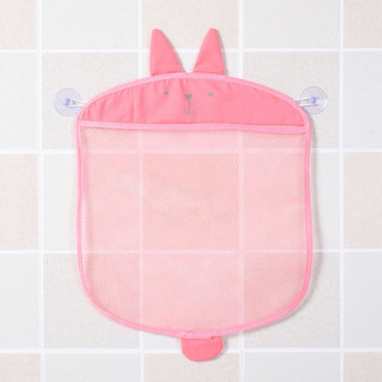 Cartoon Wall Hanging Kitchen Bathroom Storage Bags Knitted Net Mesh Bag Baby Bath Toys Shampoo Organizer(Pink)-garmade.com
