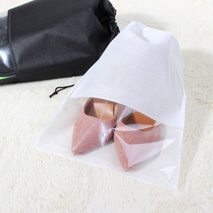 10 PCS Waterproof Shoes Storage Bag Pouch Portable Travel Organizer Drawstring Bag Cover Non-Woven Organizer, Size:32x44cm(Black)-garmade.com