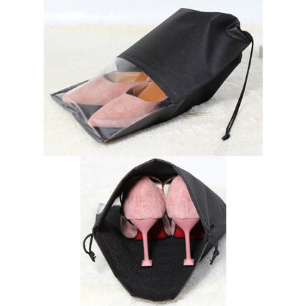 10 PCS Waterproof Shoes Storage Bag Pouch Portable Travel Organizer Drawstring Bag Cover Non-Woven Organizer, Size:32x44cm(Black)-garmade.com