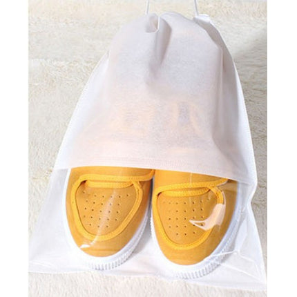 10 PCS Waterproof Shoes Storage Bag Pouch Portable Travel Organizer Drawstring Bag Cover Non-Woven Organizer, Size:32x44cm(White)-garmade.com